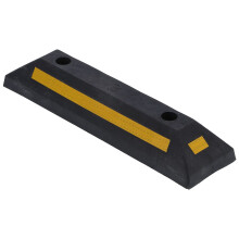 Parking Stopper Rubber with Yellow Reflective Stripe, Easy Install Car Wheel Block for Uneven Surfaces