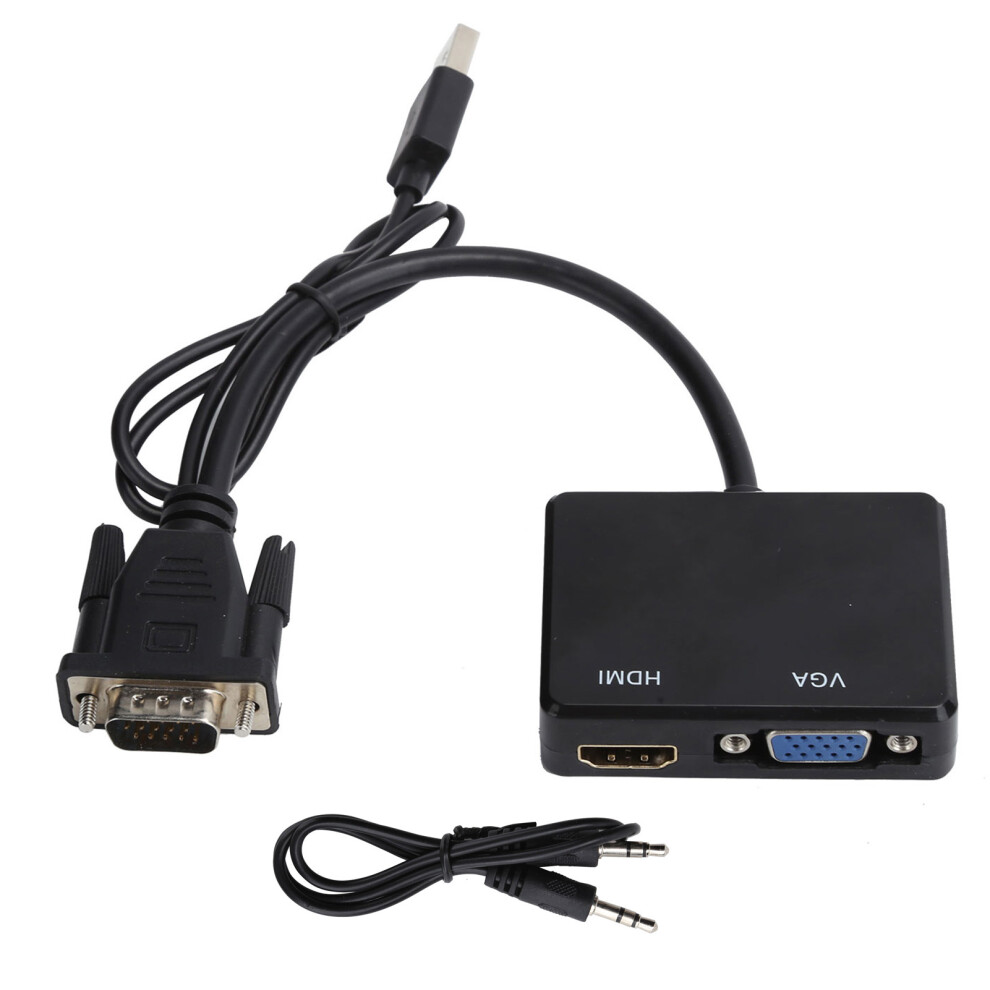 Active Vga Male To Hdmi Female Converter With Audio Cable, Supports 1080P Resolutions For Pc Projector Display (Audio Video Synchronization Stable Sig 9176269632779
