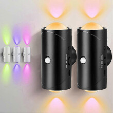(Black) 2Pcs Rechargeable Motion Sensor Wall Lights, LED Wall Lamps for Bedrooms, Hallways, Staircases, Wireless & Easy to Install