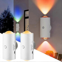 (White) 2Pcs Rechargeable Motion Sensor Wall Lights, LED Wall Lamps for Bedrooms, Hallways, Staircases, Wireless & Easy to Install