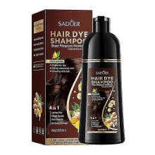 (Chestnut Brown) Hair Dye Shampoo 4 in 1, Herbal Shampoo Hair Dye for Women Men, Grey Coverage Shampoo 500ml