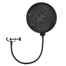 Dubbellaags popfilter met 360 graden draaibare zwanenhalsclip, flexibele zwanenhalshouder en verstelbare klem voor microfoonpopfilter, compatibel