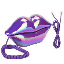 Telefon amuzant cu buze, telefon unic și excentric cu design creativ cu buze mov, sunet clar și suprafață netedă, telefon fix cu fir robust și
