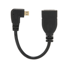 HDMI adaptér s pravouhlým konektorom Micro HDMI samec-HDMI samica s pozlátenými konektormi, krátky kábel, vysokorýchlostný, Full HD