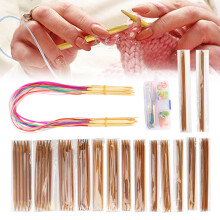 Steel & Bamboo Circular Knitting Needle Set, Multiple Sizes, 20cm