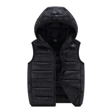 Sleeveless Winter Coat Hooded Vest For Kids Unisex Black 1012 Years Solid Color Outerwear