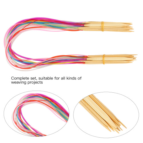 Steel & Bamboo Circular Knitting Needle Set, Multiple Sizes, 20cm 2