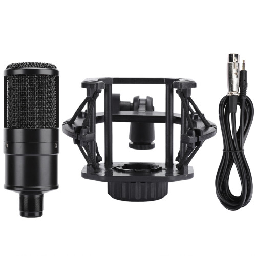 Dynamic Range Cardioid Condenser Microphone, Shockproof Stand For Professional Studio Use, High Pass Filter Eliminates Low-End Noise, Anti-Vibration