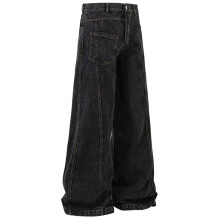 (black, XXL) Men's Clothing  Men's Vintage Baggy Jeans Irregular Patchwork Loose Casual Straight Denim Pants Streetwear Harajuku