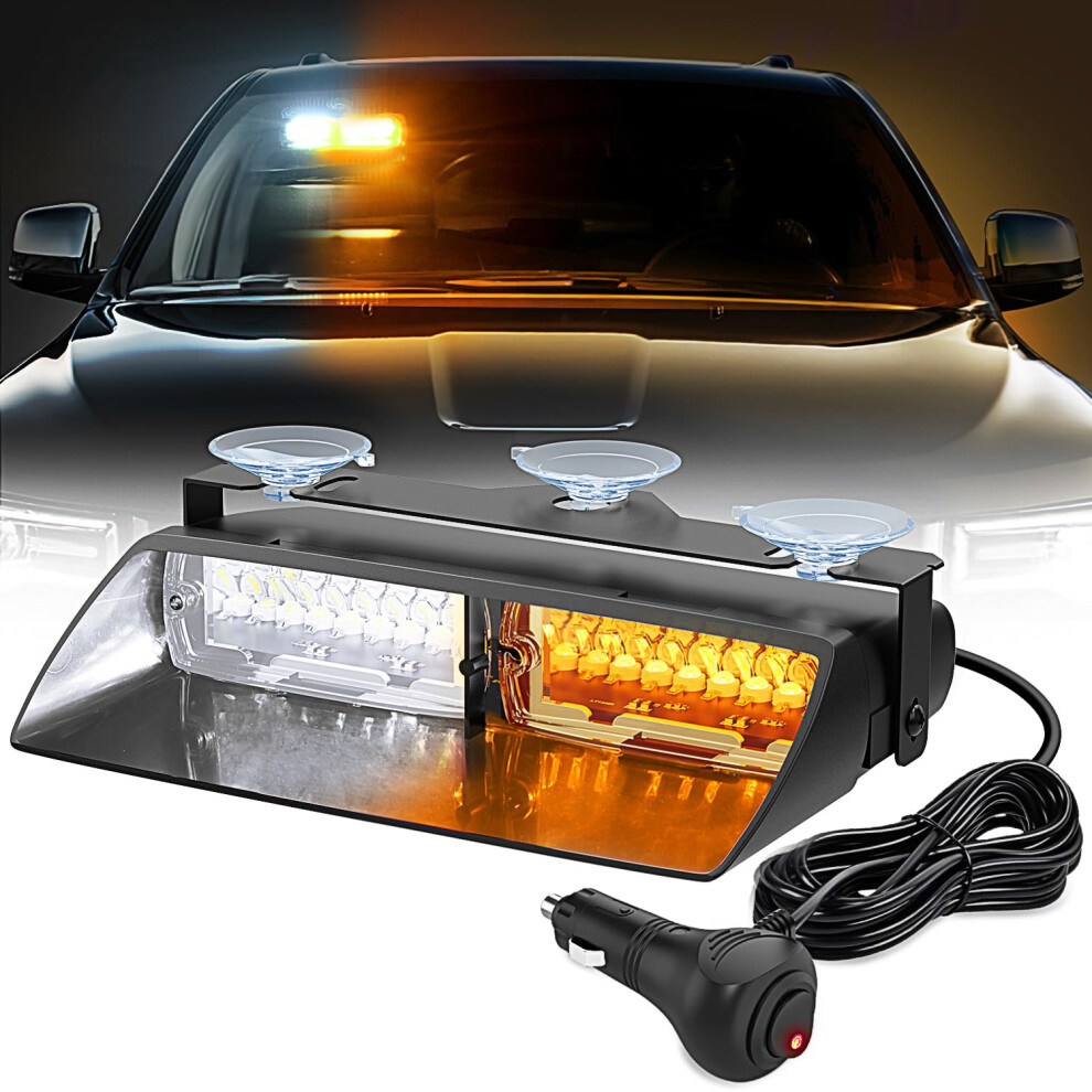 Led Emergency Strobe Windshield Mount Super Bright 18 Flash Patterns For Vehicles Light/Amber/White 9199774510035