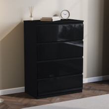 (Black) Glinton Modern 4 Drawer Chest Bedroom Home Storage