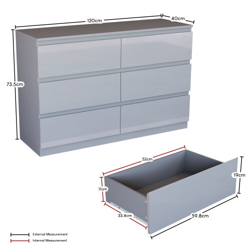 Vida Designs (Grey) Glinton Modern 6 Drawer Chest Bedroom Home Storage 1