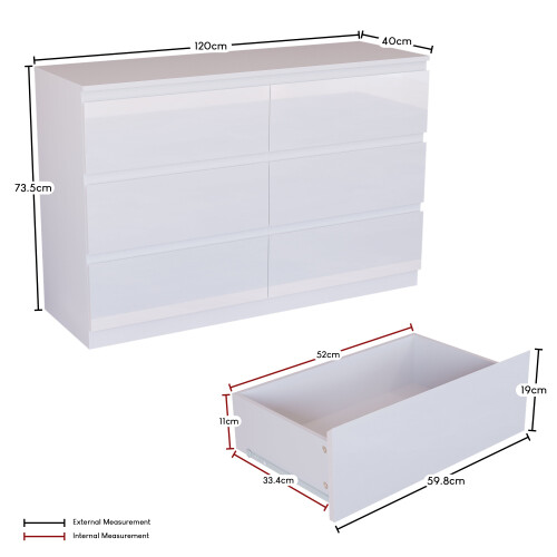 Vida Designs (White) Glinton Modern 6 Drawer Chest Bedroom Home Storage 1