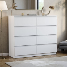 (White) Denver 8 Drawer Wide Chest Bedroom Storage Unit