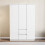 Vida Designs (White) Glinton 3 Door 2 Drawer Wardrobe Gloss Bedroom 6