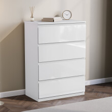(White) Glinton Modern 4 Drawer Chest Bedroom Home Storage