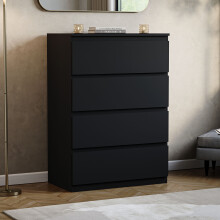 (Black) Denver 4 Drawer Chest Bedroom Storage Unit