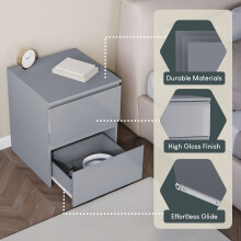 (Grey) Vida Designs Glinton 2 Drawer Bedside Chest