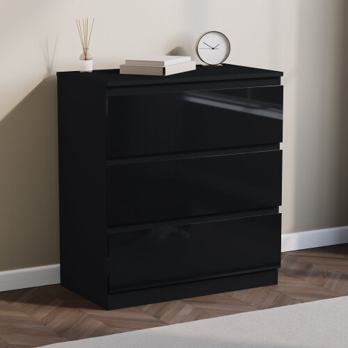 Vida Designs (Black) Glinton Modern 3 Drawer Chest Bedroom Home Storage