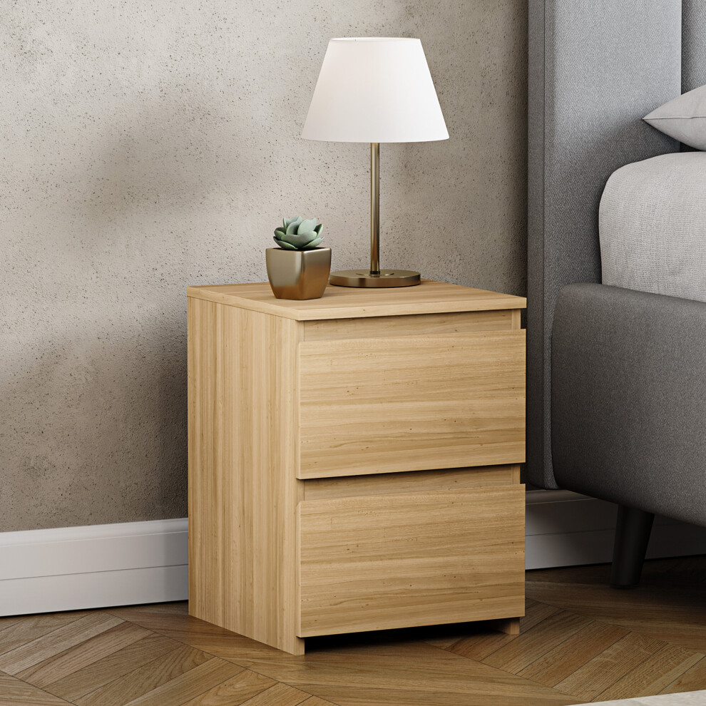 Vida Designs (Pine) Denver 2 Drawer Bedside Chest Side End Cabinet