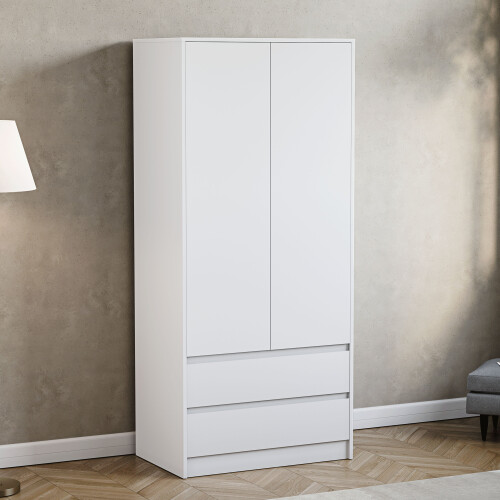 Vida Designs (White) Denver 2 Door 2 Drawer Wardrobe Bedroom Storage