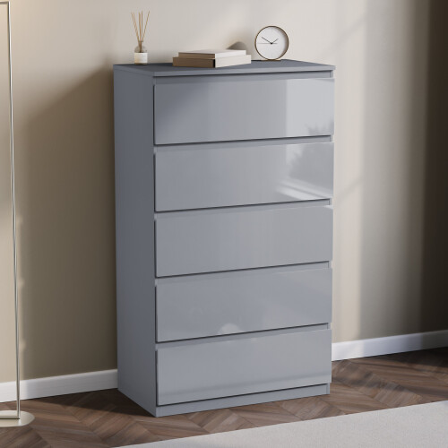 Vida Designs (Grey) Glinton Modern 5 Drawer Chest Bedroom Home Storage