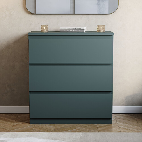 Vida Designs (Jasper Green) Denver 3 Drawer Bedside Cabinet Storage Chest 2