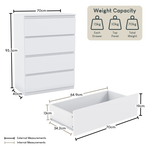 Vida Designs (White) Denver 4 Drawer Chest Bedroom Storage Unit 1