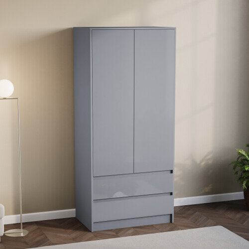 Vida Designs (Grey) Glinton 2 Door 2 Drawer Wardrobe Bedroom Storage