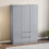 Vida Designs (Grey) Glinton 3 Door 2 Drawer Wardrobe Gloss Bedroom 1