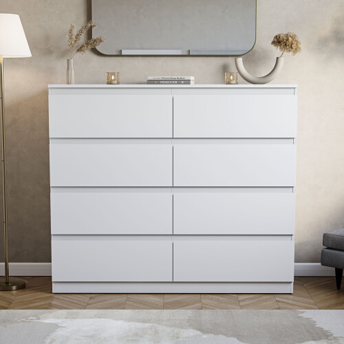 Vida Designs (White) Denver 8 Drawer Wide Chest Bedroom Storage Unit 2