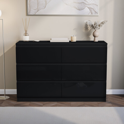 Vida Designs (Black) Glinton Modern 6 Drawer Chest Bedroom Home Storage 1