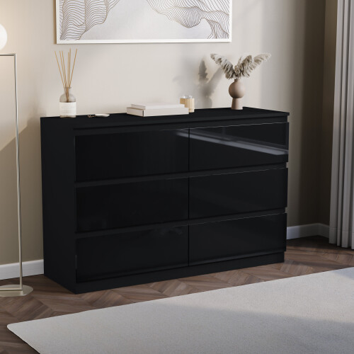 Vida Designs (Black) Glinton Modern 6 Drawer Chest Bedroom Home Storage