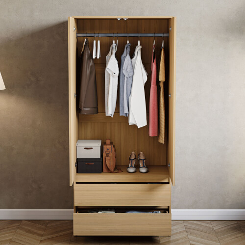 Vida Designs (Pine) Denver 2 Door 2 Drawer Wardrobe Bedroom Storage 2