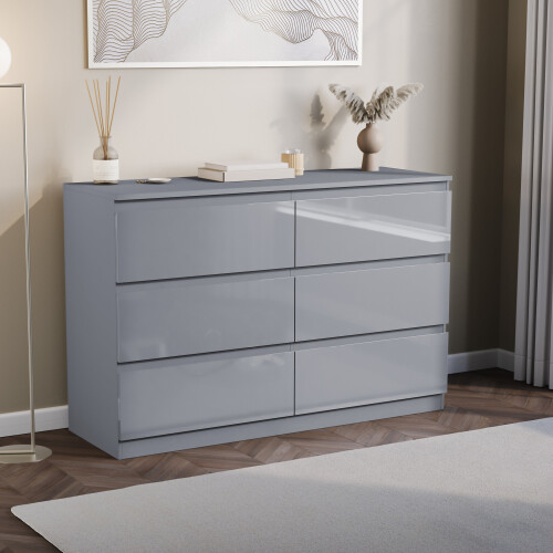 Vida Designs (Grey) Glinton Modern 6 Drawer Chest Bedroom Home Storage