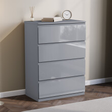 (Grey) Glinton Modern 4 Drawer Chest Bedroom Home Storage