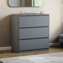 (Grey) Denver 3 Drawer Bedside Cabinet Storage Chest