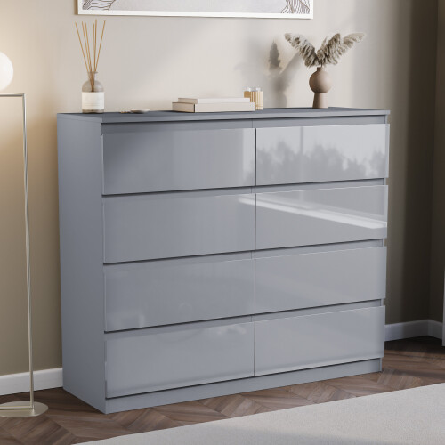 Vida Designs (Grey) Glinton Modern 8 Drawer Chest Bedroom Home Storage 1