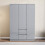 Vida Designs (Grey) Glinton 3 Door 2 Drawer Wardrobe Gloss Bedroom 6
