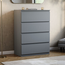 (Grey) Denver 4 Drawer Chest Bedroom Storage Unit