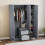 Vida Designs (Grey) Glinton 3 Door 2 Drawer Wardrobe Gloss Bedroom 4
