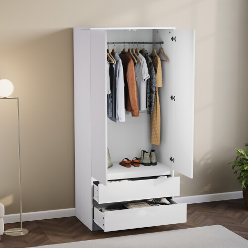 Vida Designs (White) Glinton 2 Door 2 Drawer Wardrobe Bedroom Storage