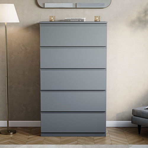 Vida Designs (Grey) Denver 5 Drawer Chest Garment Storage Bedroom Unit 1