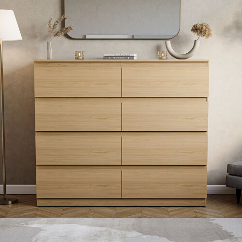 Vida Designs (Pine) Denver 8 Drawer Wide Chest Bedroom Storage Unit 2