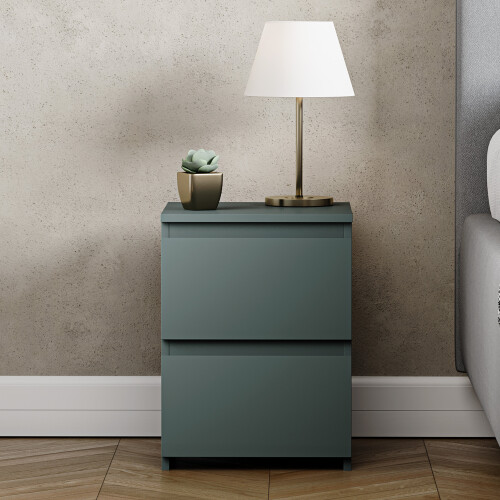 Vida Designs (Jasper Green) Denver 2 Drawer Bedside Chest Side End Cabinet 2