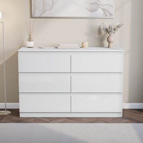 Vida Designs (White) Glinton Modern 6 Drawer Chest Bedroom Home Storage 2