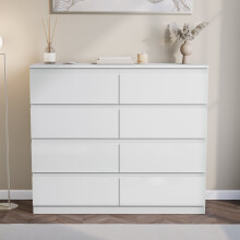 (White) Glinton Modern 8 Drawer Chest Bedroom Home Storage