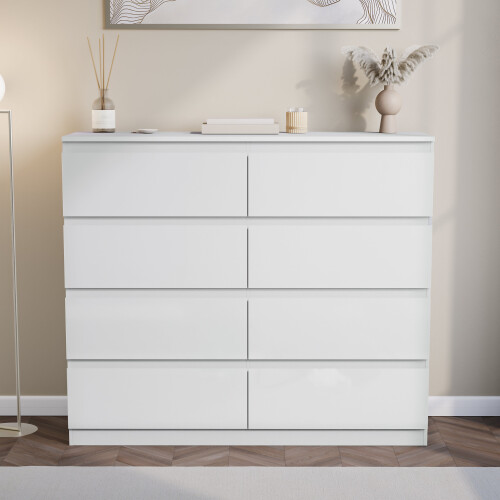 Vida Designs (White) Glinton Modern 8 Drawer Chest Bedroom Home Storage