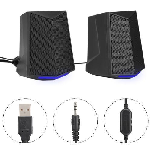 Alto-falante de 3 polegadas com som Hi-Fi para PC e iluminação LED azul, ideal para desktops, laptops e jogos. 2