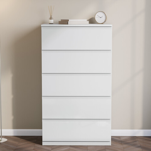 Vida Designs (White) Glinton Modern 5 Drawer Chest Bedroom Home Storage 2